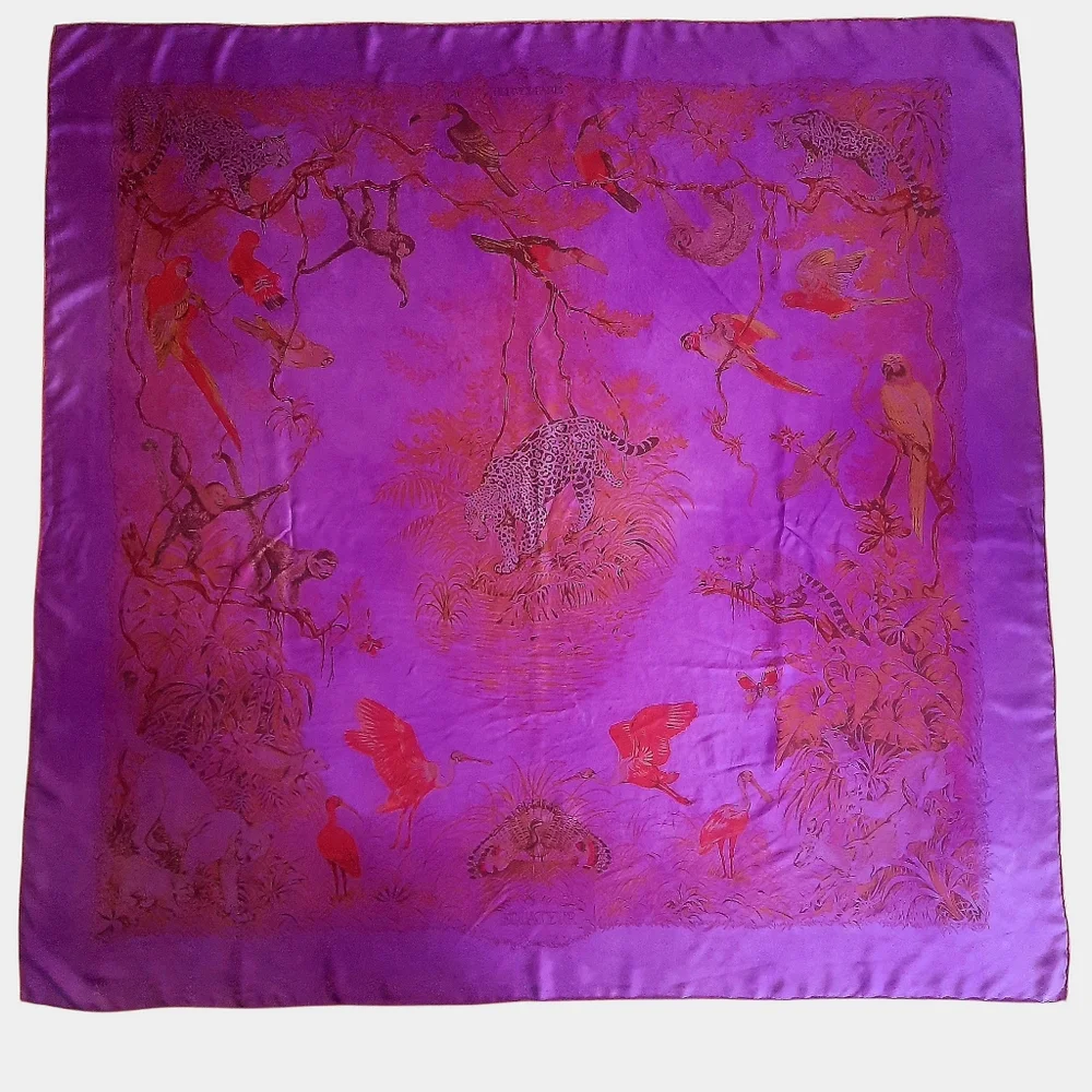 HERMÈS Equateur Silk Twill Scarf Dip Dye 140cm Violet/Multi - Picture 2 of 16